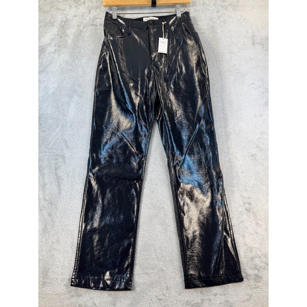 Abercrombie & Fitch ’90s Straight Ultra High Rise Vegan Leather Pants 27 4S NWT